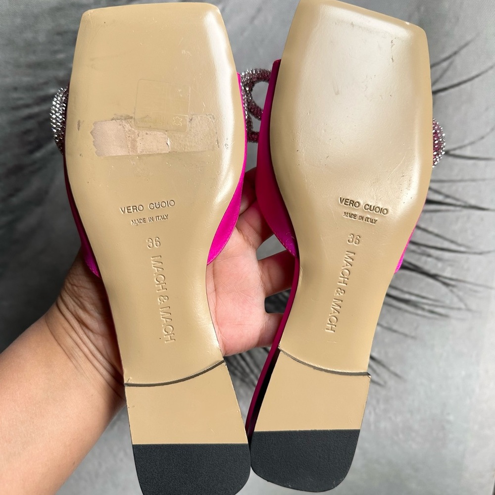 🌺 MACH & MACH🌺 Double Bow Embellished Satin Mules Size: 37.5 - Picture 15 of 15